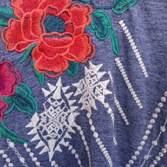 💐 Johnny Was Inticate Floral Short Sleeve Top Tunic Sz.XS - Picture 9 of 14